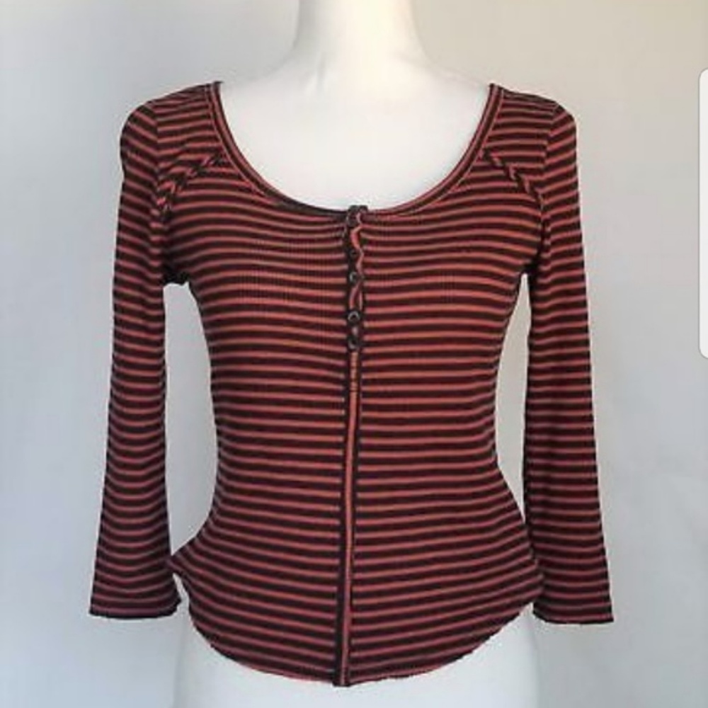 Free People Striped Thermal Stars and Stripes Top - Picture 2 of 5